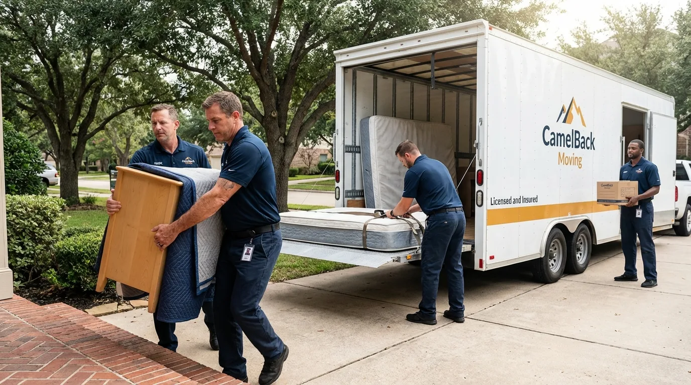 Crew loading residential truck for cross-state move from Aurora, NE